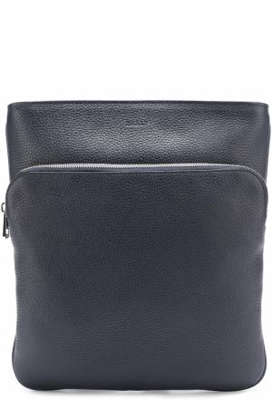 Кожаная сумка-планшет с внешним карманом на молнии Bally. Цвет: темно-синий