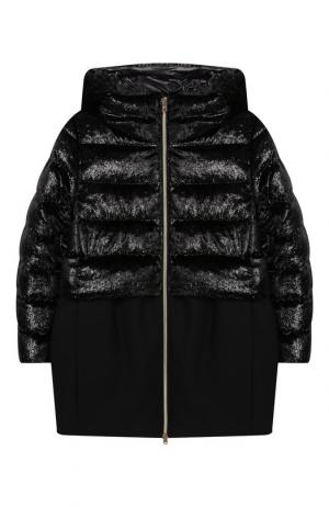 Пуховое пальто с капюшоном Herno. Цвет: черный
