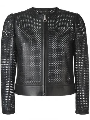 Куртка с перфорацией Versace. Цвет: чёрный