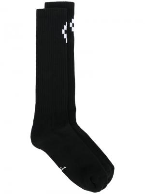 Вязаные носки с логотипами Marcelo Burlon County Of Milan. Цвет: чёрный