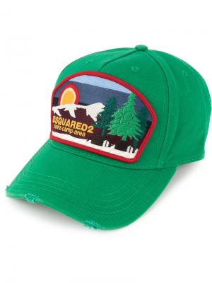Бейсбольная кепка с заплаткой логотипом Dsquared2. Цвет: зелёный