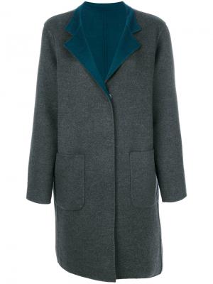 Пальто с контрастными лацканами Manzoni 24. Цвет: серый
