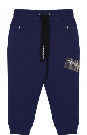 Хлопковые джоггеры с логотипом бренда Dolce & Gabbana. Цвет: синий