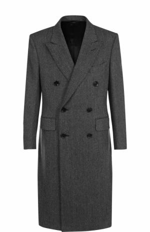 Двубортное пальто из смеси шерсти и кашемира Tom Ford. Цвет: серый