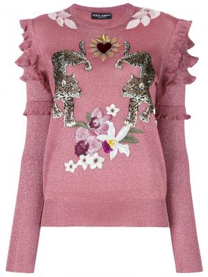 Джемпер с принтом леопарда Dolce & Gabbana. Цвет: розовый и фиолетовый