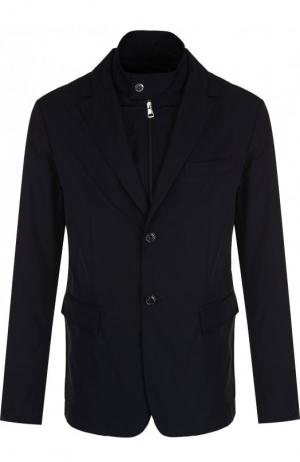 Однобортный пиджак с подстежкой Moncler. Цвет: темно-синий