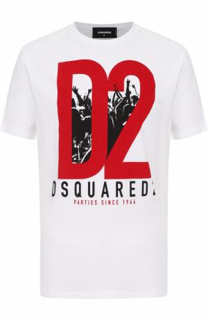 Хлопковая футболка с принтом Dsquared2. Цвет: белый