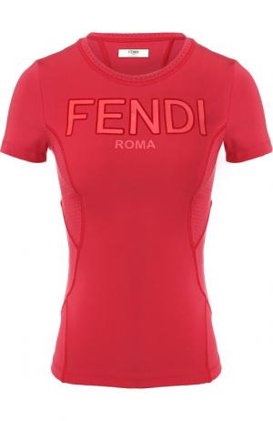 Топ с логотипом бренда перфорированием Fendi. Цвет: красный