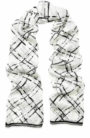 Шелковый шарф с принтом Escada. Цвет: черно-белый