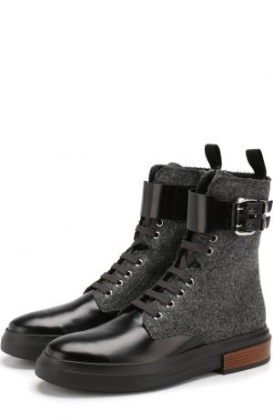 Комбинированные ботинки на шнуровке Tod’s. Цвет: серый