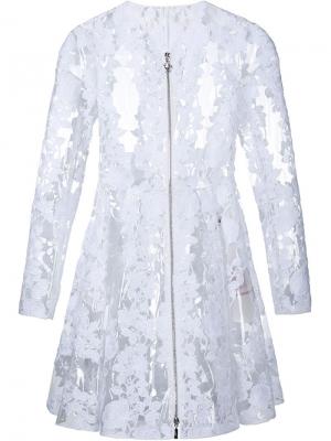 Прозрачное кружевное пальто Moncler Gamme Rouge. Цвет: белый