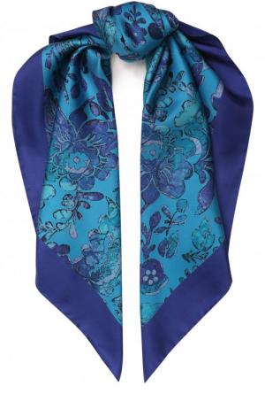 Шелковый платок с принтом Kiton. Цвет: голубой