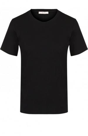 Однотонная хлопковая футболка с круглым вырезом The Row. Цвет: черный