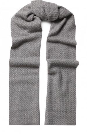 Кашемировый шарф фактурной вязки с отделкой стразами William Sharp. Цвет: серый