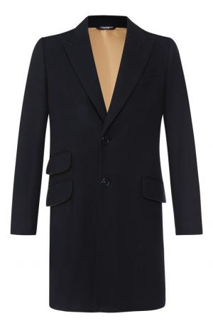 Однобортное пальто из шерсти Dolce & Gabbana. Цвет: темно-синий