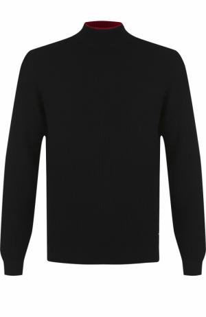 Шерстяной свитер фактурной вязки BOSS. Цвет: черный