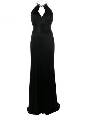 Вечернее платье с декорированным воротником Roberto Cavalli. Цвет: чёрный