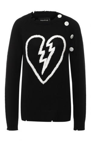 Кашемировый пуловер с вышитым принтом Zadig&Voltaire. Цвет: черный
