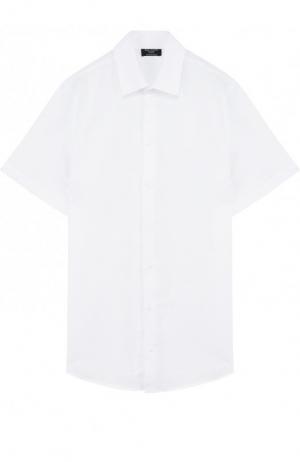 Рубашка из смеси хлопка и льна Dal Lago. Цвет: белый