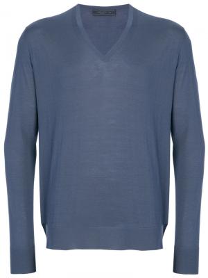 Пуловер с V-образным вырезом Prada. Цвет: синий