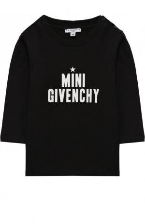Хлопковый лонгслив с надписью Givenchy. Цвет: черный