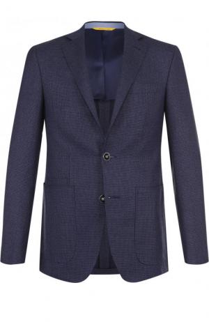 Однобортный шерстяной пиджак Canali. Цвет: темно-синий