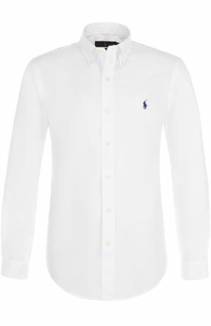 Хлопковая рубашка с воротником button down Polo Ralph Lauren. Цвет: белый