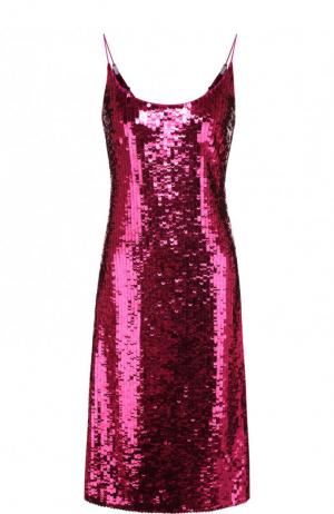 Приталенное платье-миди с пайетками Oscar de la Renta. Цвет: фуксия