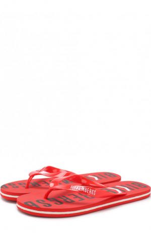 Резиновые шлепанцы с логотипом бренда Dirk Bikkembergs. Цвет: красный