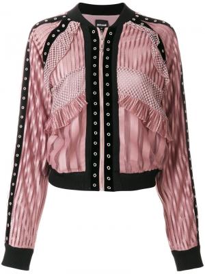 Куртка-бомбер с кружевными панелями Just Cavalli. Цвет: розовый и фиолетовый