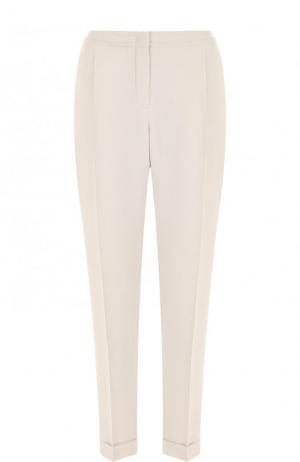 Шелковые брюки прямого кроя с защипами и эластичным поясом Loro Piana. Цвет: серый
