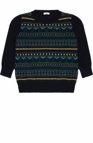 Вязаный пуловер из шерсти с принтом Il Gufo. Цвет: синий