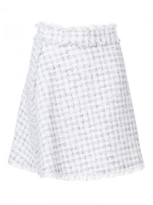Твидовая юбка А-силуэта MSGM. Цвет: белый