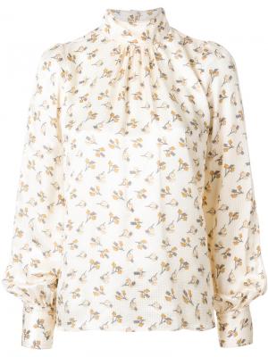 Блузка с высоким воротом и цветочным принтом Marc Jacobs. Цвет: телесный