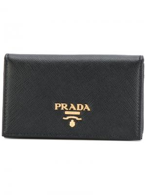 Визитница с логотипом Prada. Цвет: чёрный