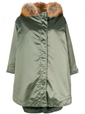 Пальто с меховой оторочкой As65. Цвет: зелёный
