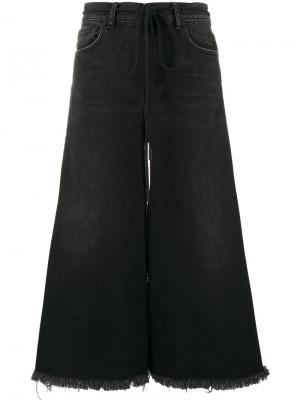 Укороченные джинсы с вышитыми лилиями Off-White. Цвет: чёрный