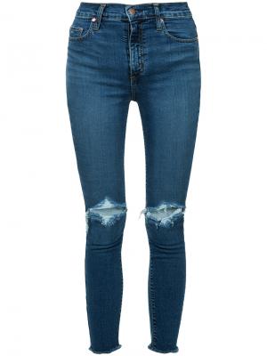 Облегающие укороченные джинсы Cult Nobody Denim. Цвет: синий