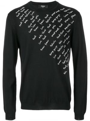 Пуловер с принтом Fendi. Цвет: чёрный