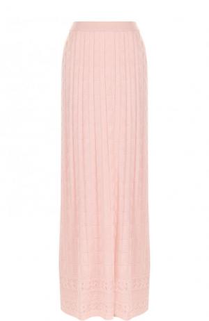 Однотонная вязаная юбка-макси M Missoni. Цвет: розовый