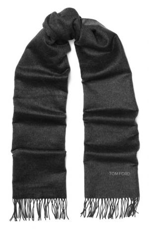 Шелковый шарф с бахромой Tom Ford. Цвет: серый