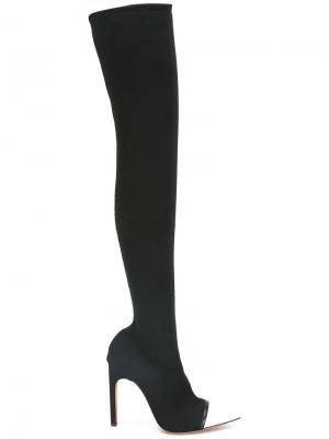 Облегающие ботфорты с контрастным носком Givenchy. Цвет: чёрный