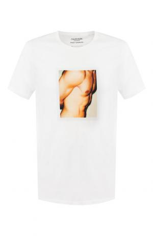 Хлопковая футболка с принтом Calvin Klein Underwear. Цвет: белый