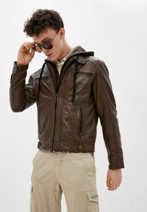 Куртка кожаная Serge Pariente. Цвет: коричневый