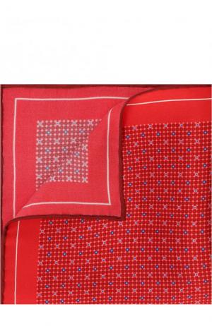 Шелковый платок с узором Canali. Цвет: красный