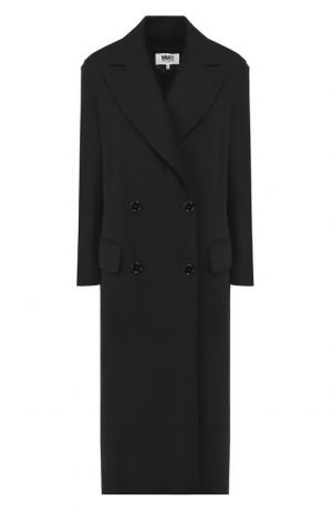 Двубортное пальто прямого кроя Mm6. Цвет: черный