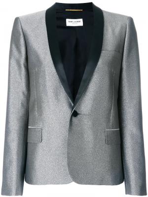 Приталенный пиджак с отделкой металлик Saint Laurent. Цвет: серый