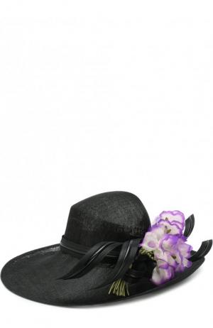 Соломенная шляпа с декором в виде цветка Philip Treacy. Цвет: черный