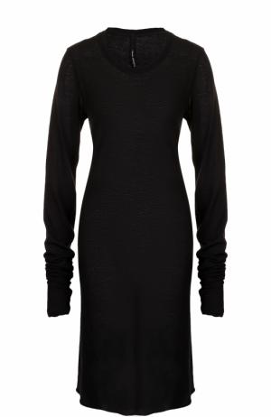 Платье из смеси хлопка и шерсти с длинным рукавом Isabel Benenato. Цвет: черный