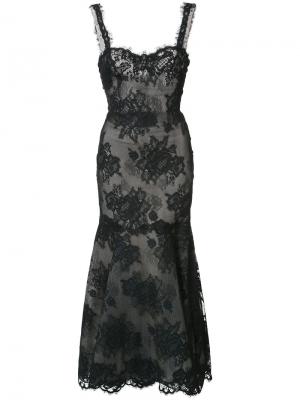 Кружевное платье макси Monique Lhuillier. Цвет: чёрный
